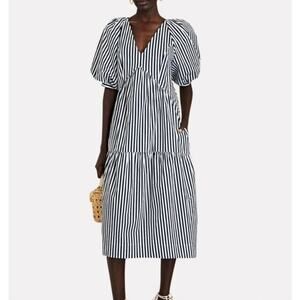 FRAME Striped Puff Sleeve Maxi Dress, Size L